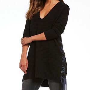 Free People Cozy Ribbed Knit Sweater with Side Tie Detail